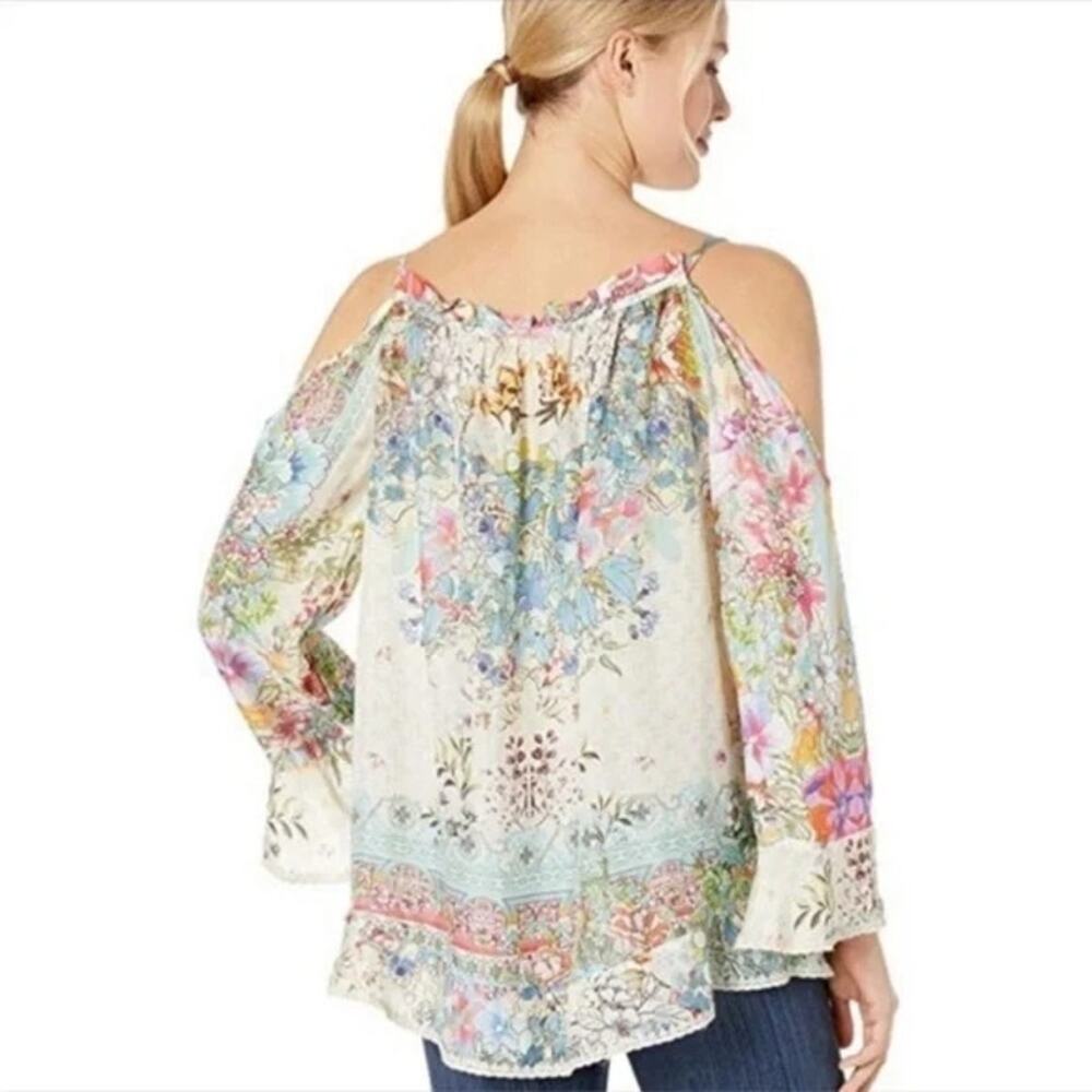 Johnny Was Daria Silk Blouse, Boho Chic, 100% silk, vacation, resort, Medium - Picture 2 of 11